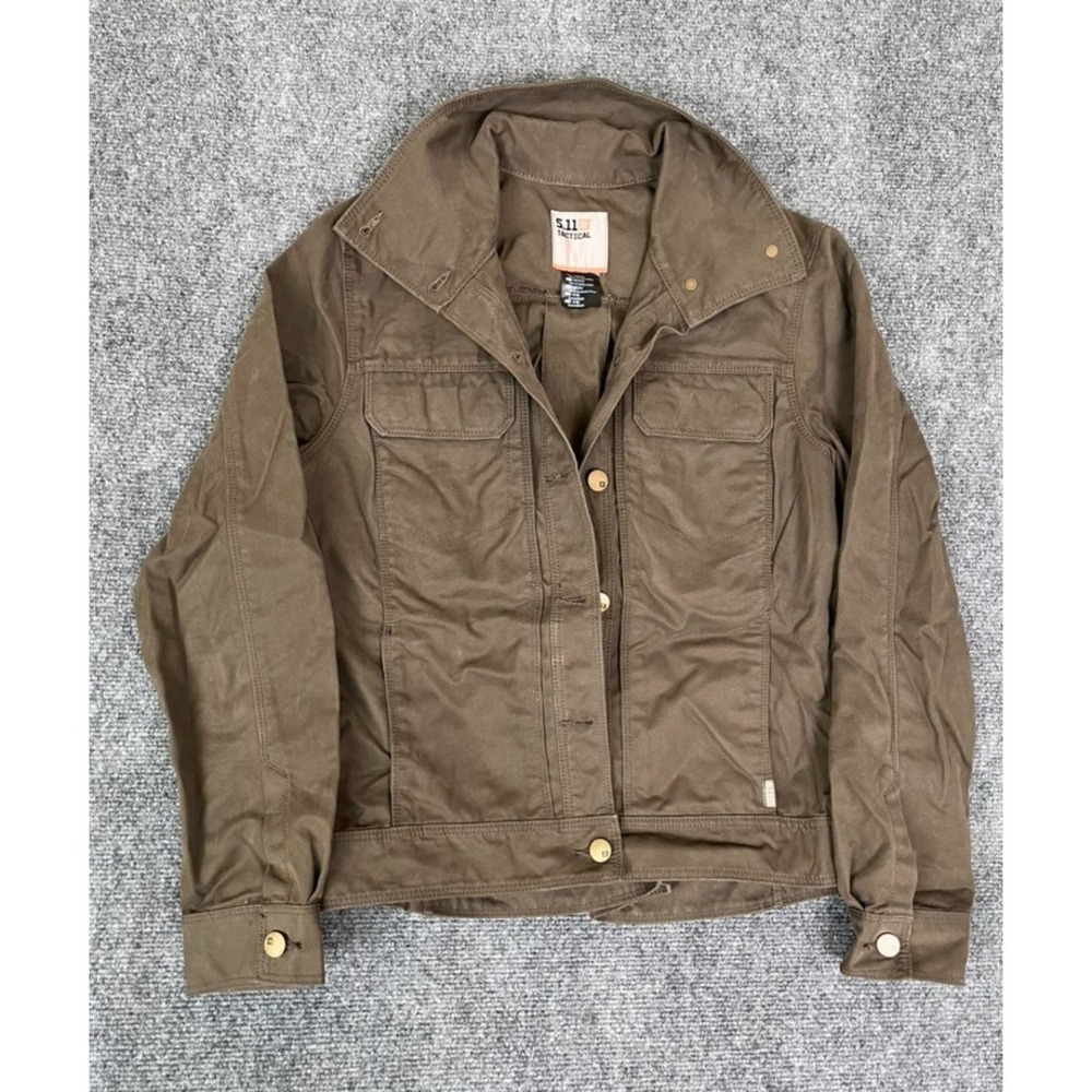5.11 Tactical Jacket Women's Army Green Button Snap Pocket Zip CottonNylonSize M